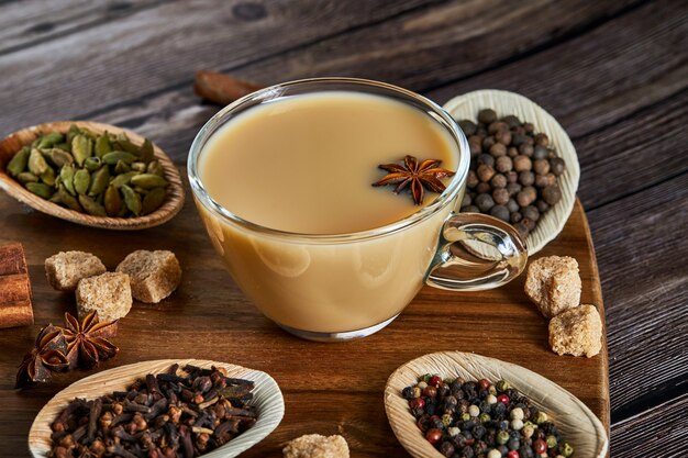 Masala tea with spices