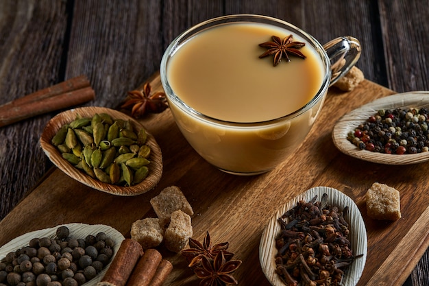 Masala tea with spices