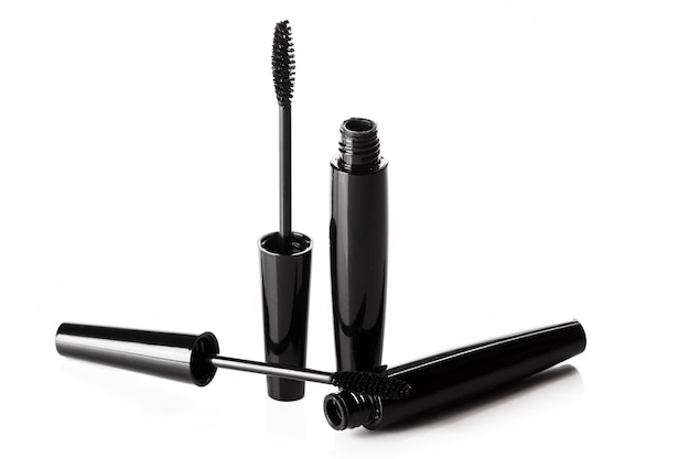 Photo mascara brushes and containers