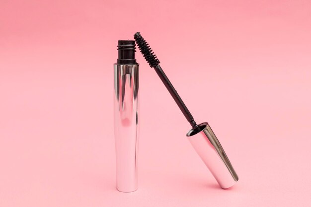 Mascara on a pink background