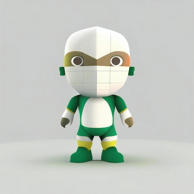 Персонаж-талисман в зеленых и белых цветах Генеративный ИИ