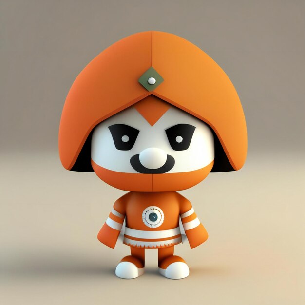 Mascot character in orange green and white colors Generative AI