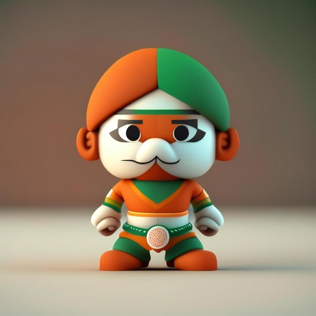 Mascot character in orange green and white colors Generative AI