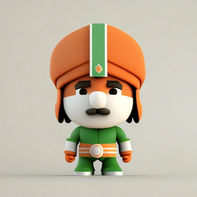 Mascot character in orange green and white colors Generative AI