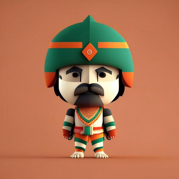 Mascot character in orange green and white colors generative ai