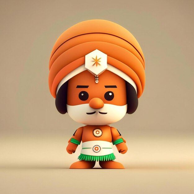 Mascot character in orange green and white colors Generative AI