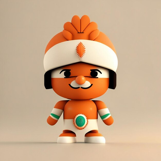 Mascot character in orange green and white colors Generative AI