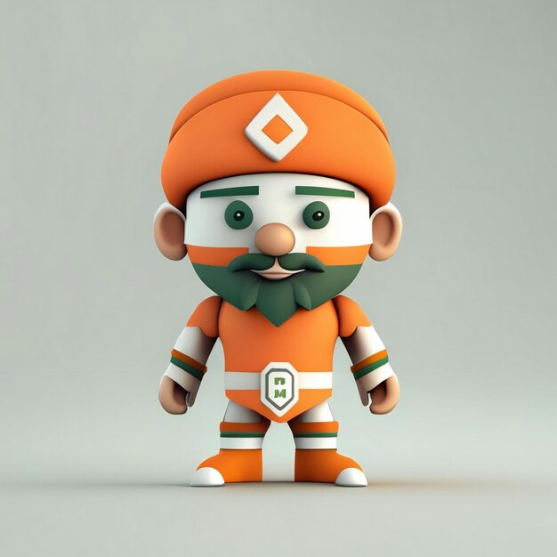 Mascot character in orange green and white colors Generative AI