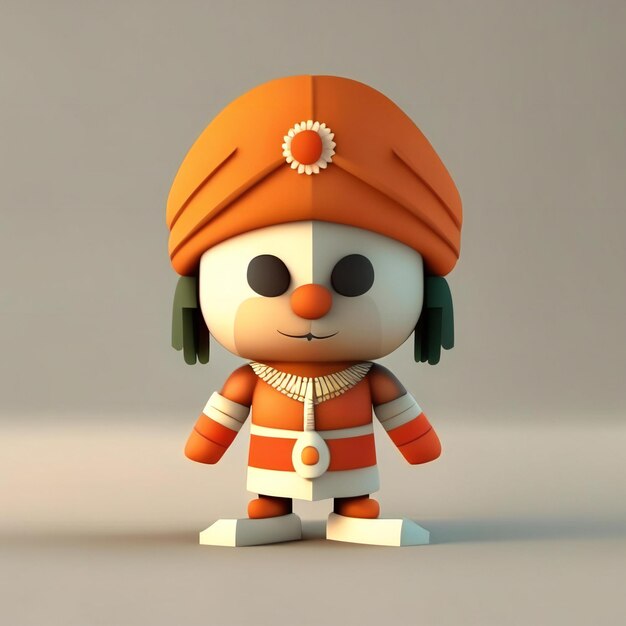 オレンジ、緑、白の色のマスコット キャラクター 生成 AI