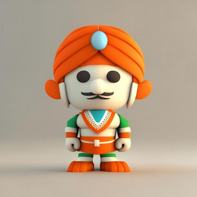 Персонаж талисмана в оранжево-зеленых и белых цветах Генеративный ИИ