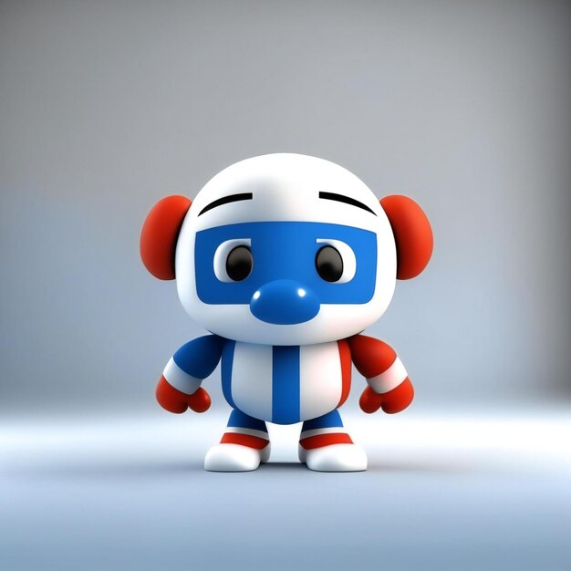 Foto personaggio mascotte nei colori rosso blu e bianco ai generativa