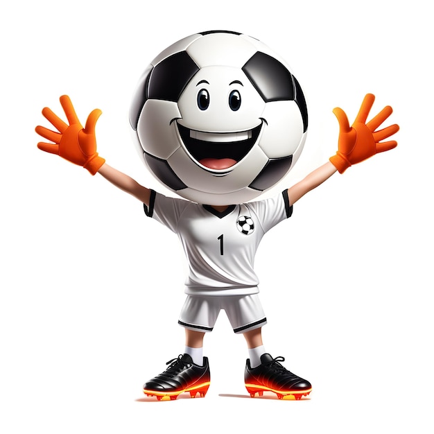 Photo mascot character soccer ball on white background