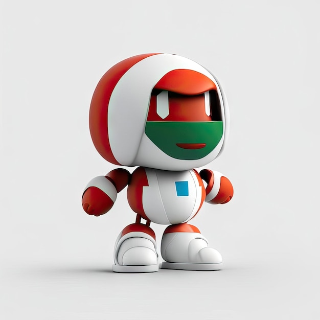 Mascot character in white green and red colors generative ai