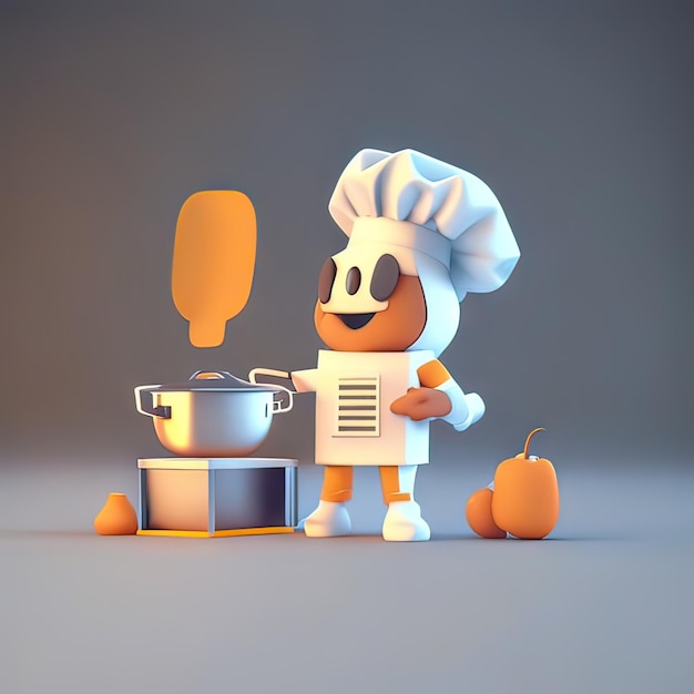 Mascot chef cooking Generative AI