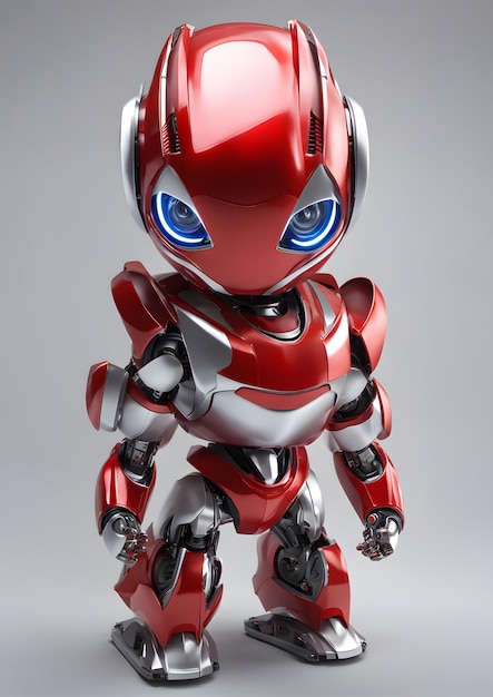 Photo mascot cute robot red silver