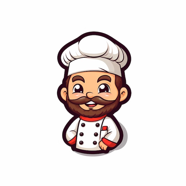 Mascot logo of cute chef white background