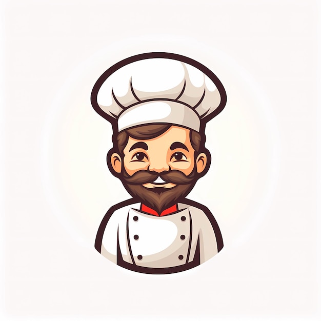 Mascot logo of cute chef white background