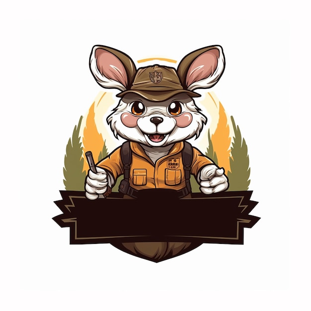 Дизайн логотипа талисмана для охоты на агрессивного кролика талисмана