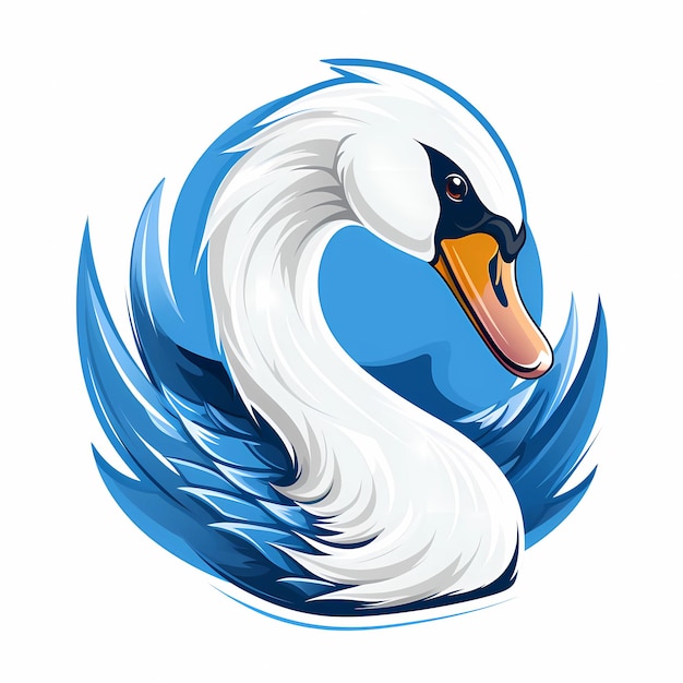 Mascot logo swan white background