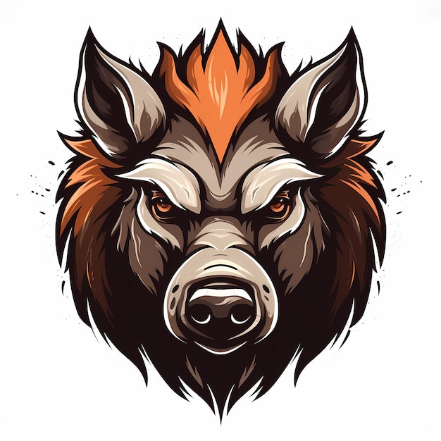 Photo mascot logo wild boar white background