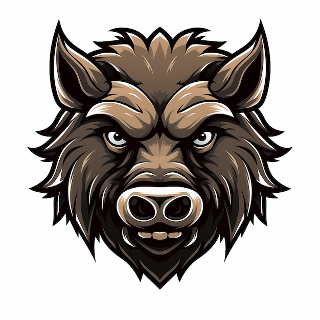 Photo mascot logo wild boar white background