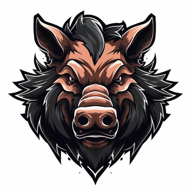 Photo mascot logo wild boar white background