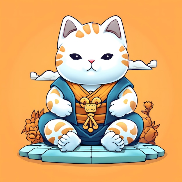 Mascot for a video game company cat japanese style