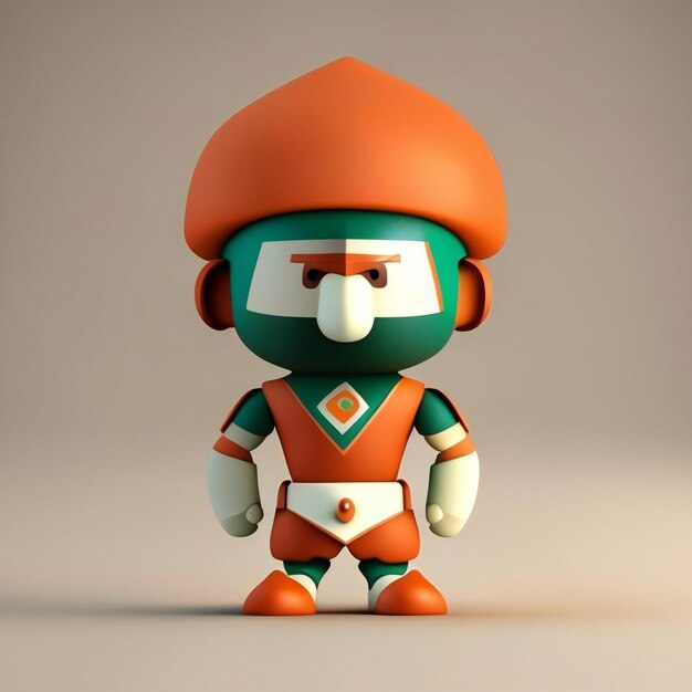 Mascotte personage in oranje groene en witte kleuren Generatieve AI