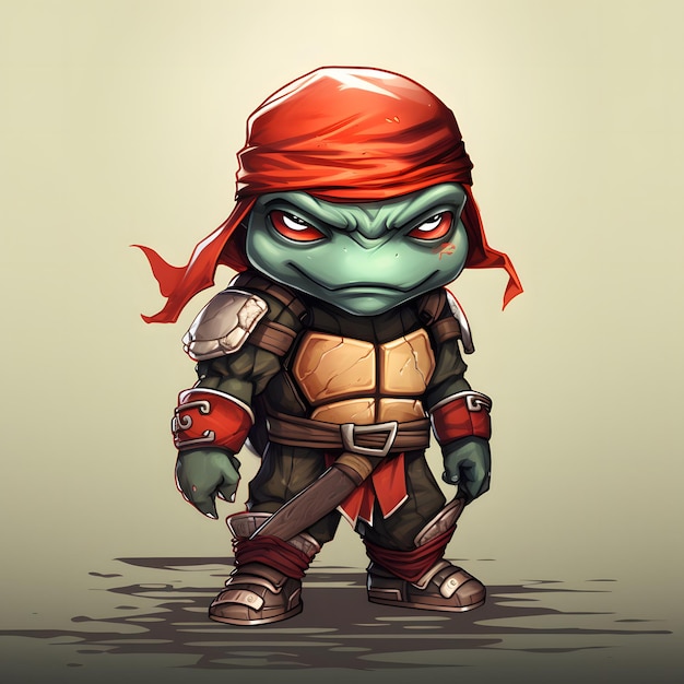 Mascotte voor een videogamebedrijf ninja schildpad Japanse stijl