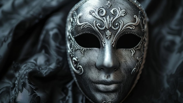 Photo masculine black and silver masquerade mask generative ai