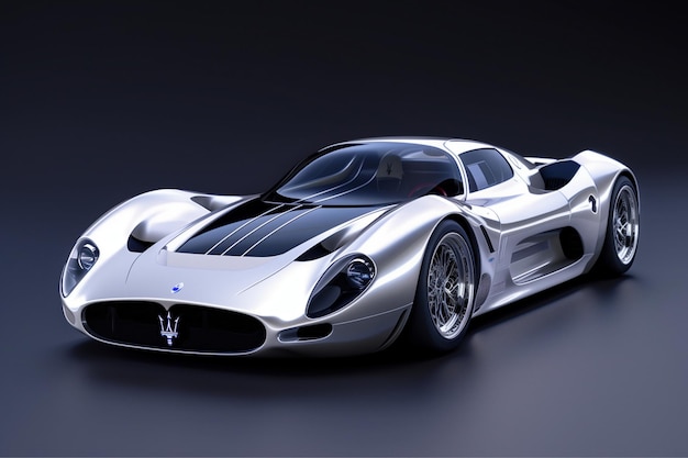 Maserati concept car silver bodywork