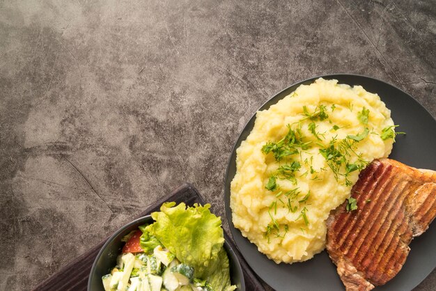 mashed potato dish with copy space