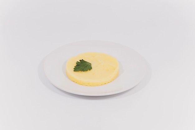 mashed potatoes in bowl isolated on white