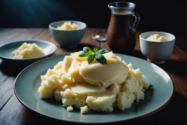 Foto purè di patate mescolato a burro o latte a volte aromatizzato con cipolle