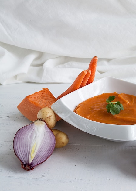 Mashed potatoes with onions carrots and pumpkin