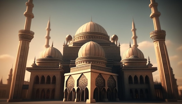 Illustrazione di arte digitale masjid ai generativa