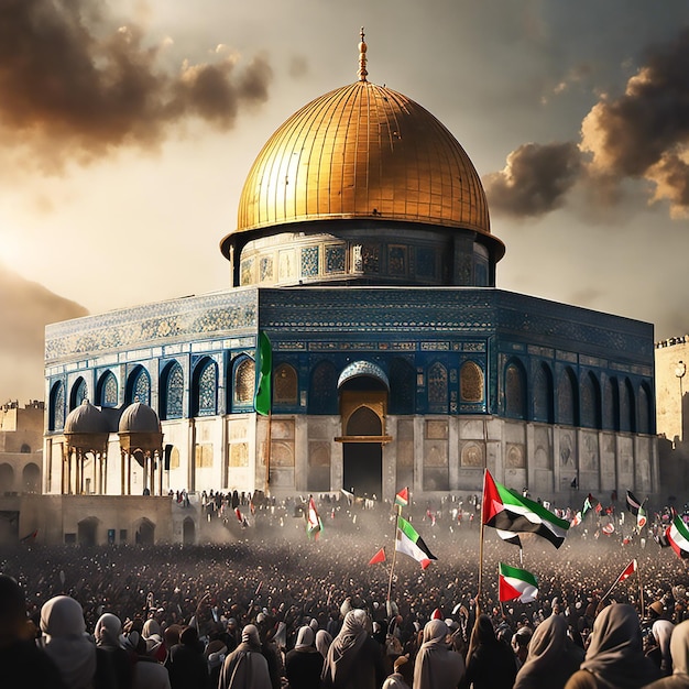 Masjid en Aqsa TombPalestinaGazaFlag3DRealistische afbeeldingen