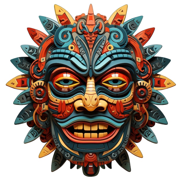 Photo mask of a bermuda gombey tribal mask with ethnic ornaments