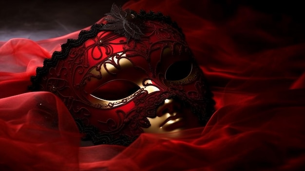 Mask On Black Background Venetian Mask AI Generated