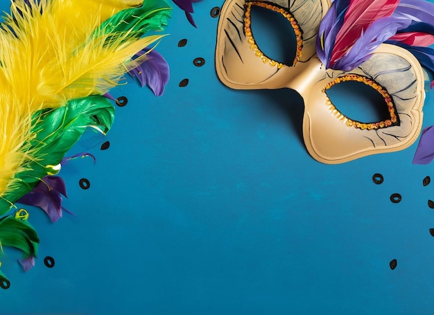 Mask for brazil carnival with feathers