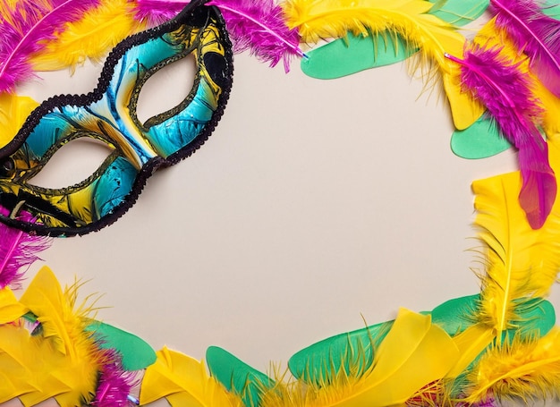 Mask for brazil carnival with feathers