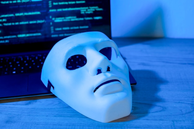 Mask on laptop