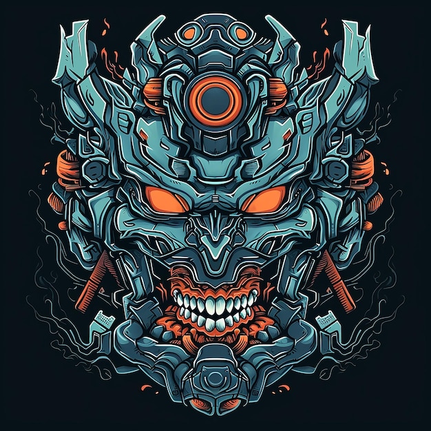 Mask robot artwork illustration