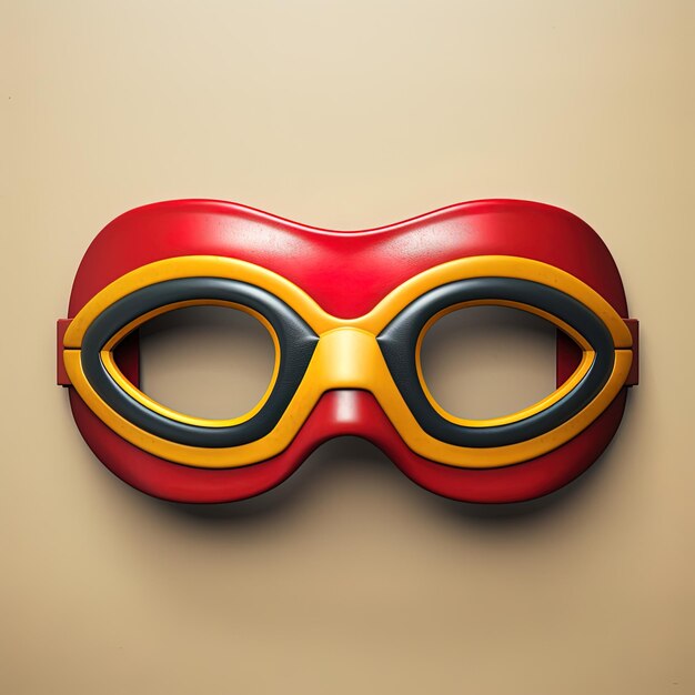 a mask that has a red and yellow mask on it