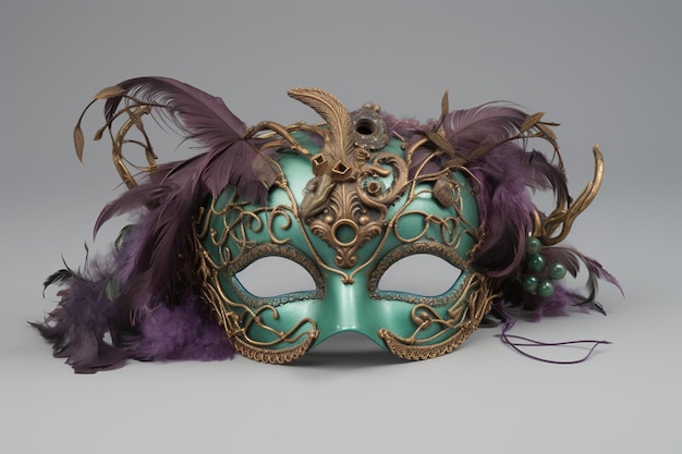 Foto maschera con piume decorazione a merdi gras