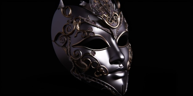 A mask with a gold and silver design