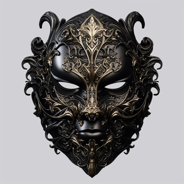 Photo a mask with ornate designs and a design on it.