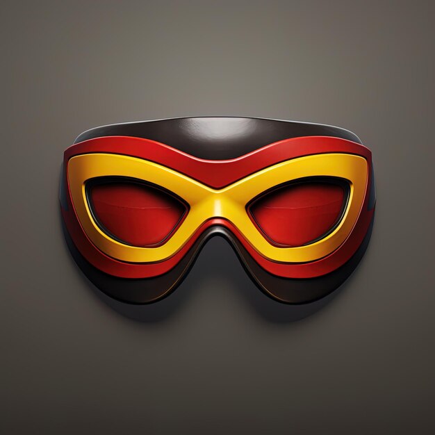 a mask with a red and yellow stripe and the word goggles on it