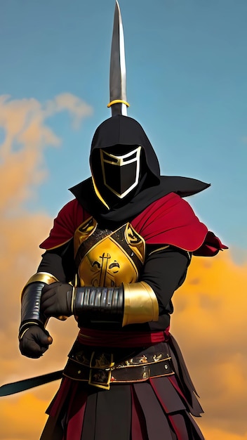 Masked armored knight warrior concept art