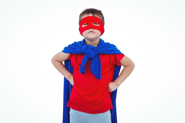 Photo masked boy pretending to be superhero